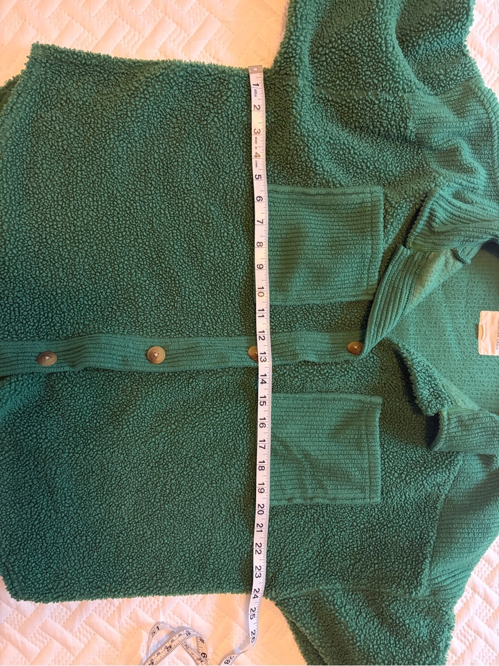 American Eagle Outfitters | Kelly Green Faux Sherpa Button-Up Shacket - Picture 6 of 8